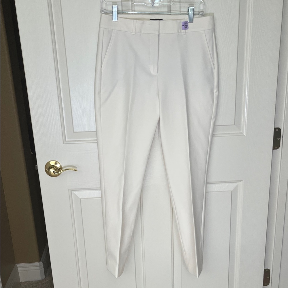 WHBM Classic Slim Ankle Comfort Stretch Pants Off White 6